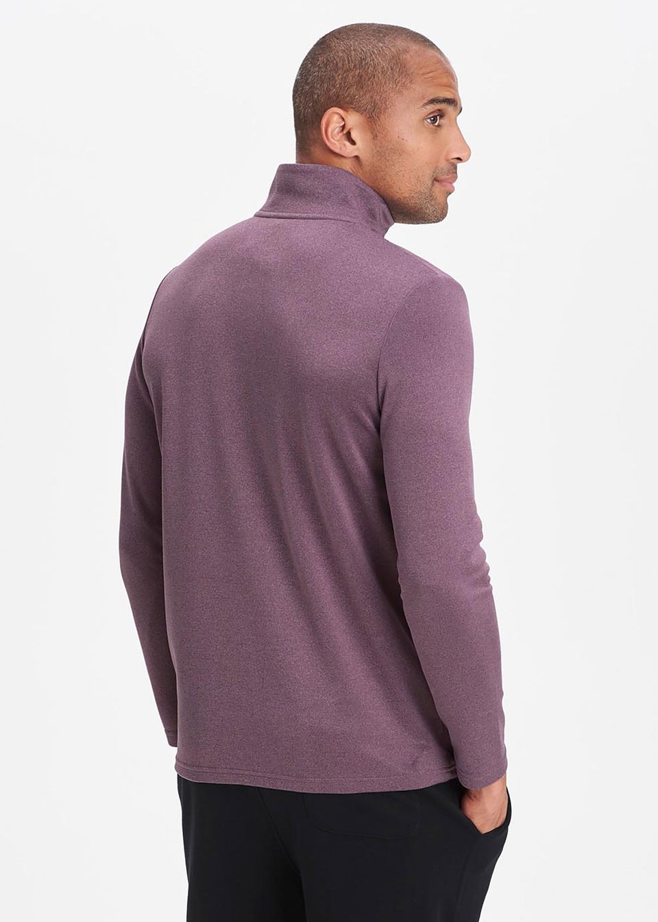 Cotton Traders Washed Plum Breathable Long Sleeve Half Zip Top