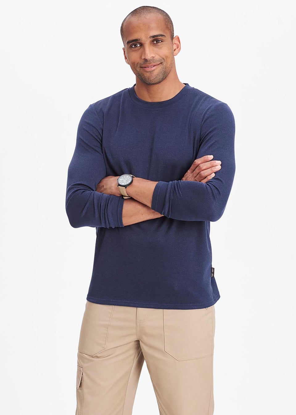 Cotton Traders Ink Breathable Long Sleeve Crew Neck Top
