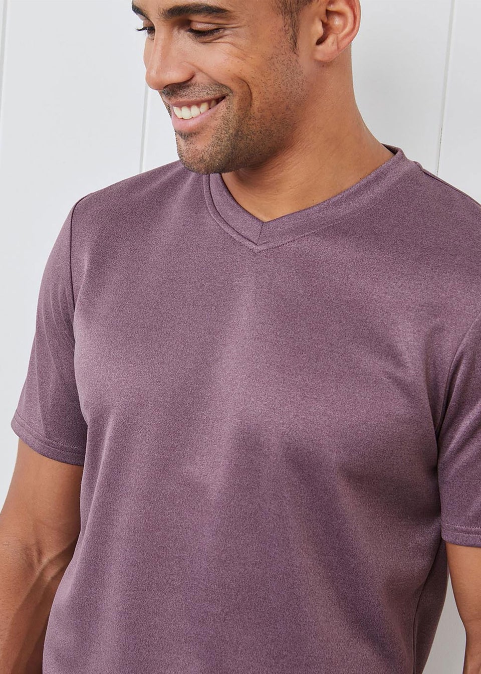 Cotton Traders Washed Plum Breathable Short Sleeve V Neck Top