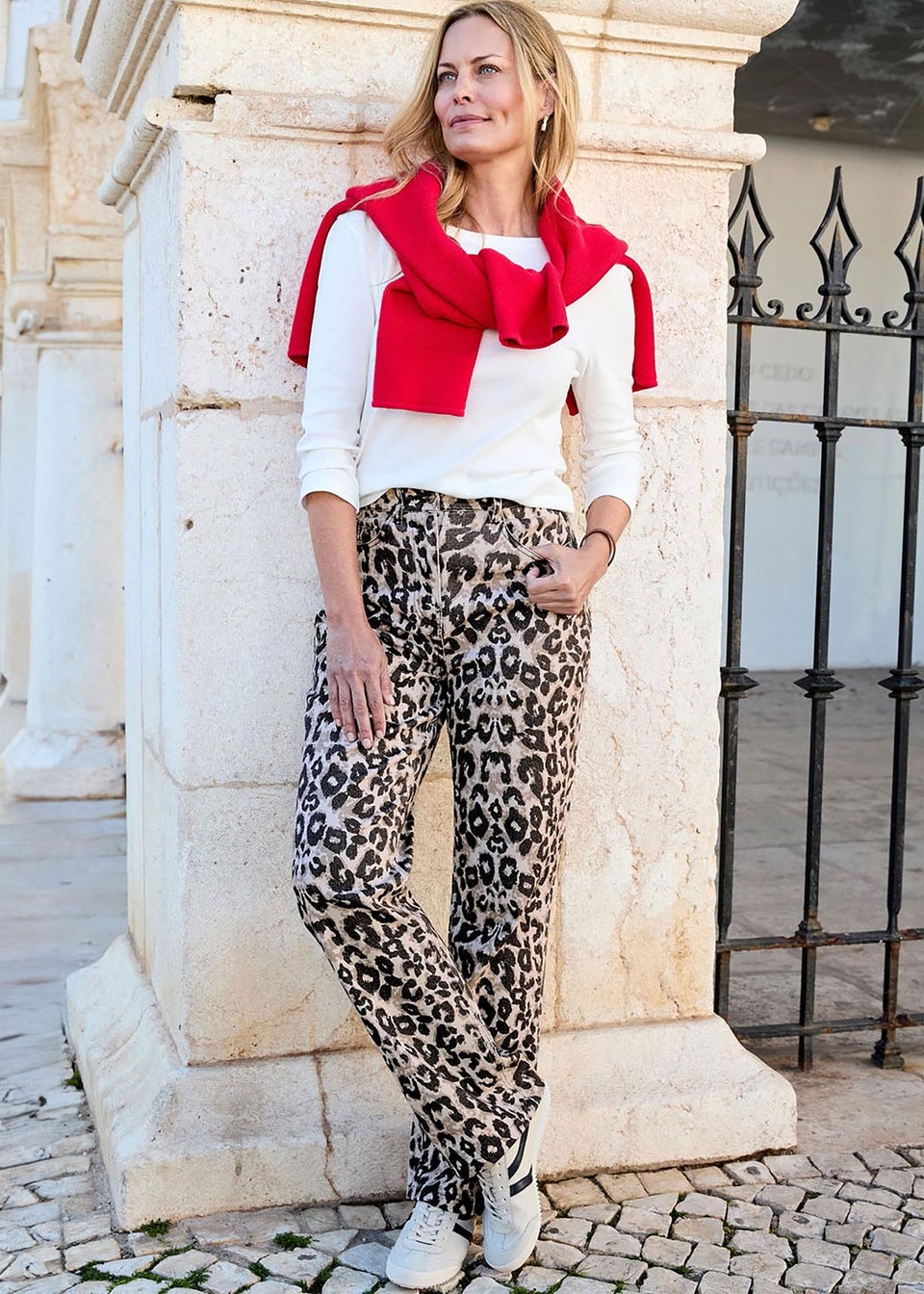 Cotton Traders Mocha Printed Relaxed Straight Leg Jeans