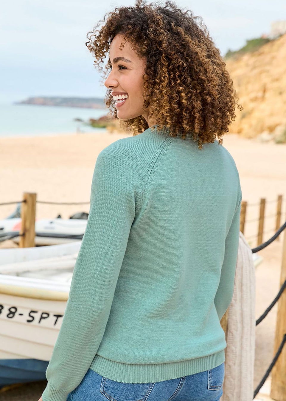 Cotton Traders Aqua Haze Cotton Crew Neck Jumper