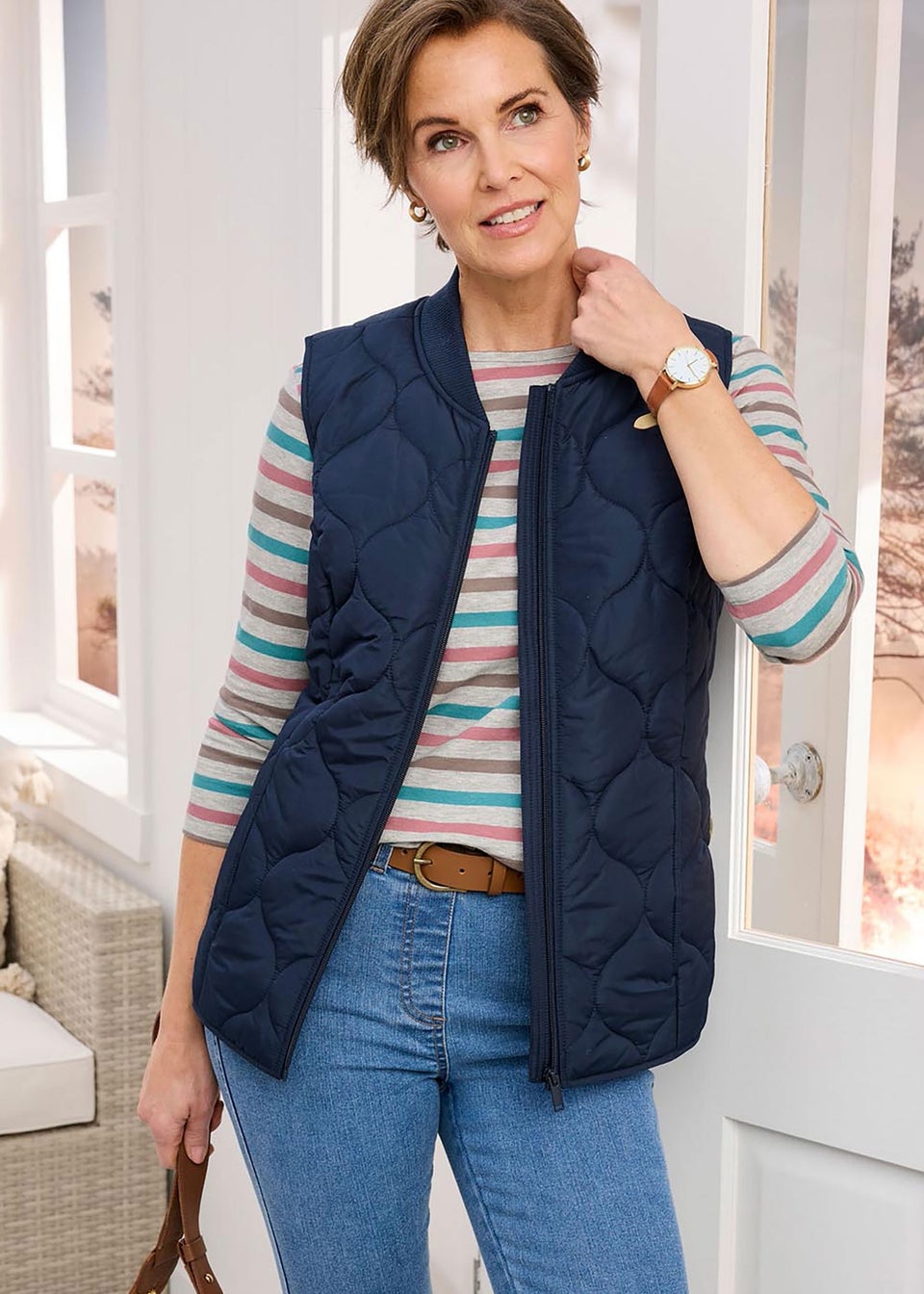 Cotton Traders Navy Showerproof Quilted Gilet