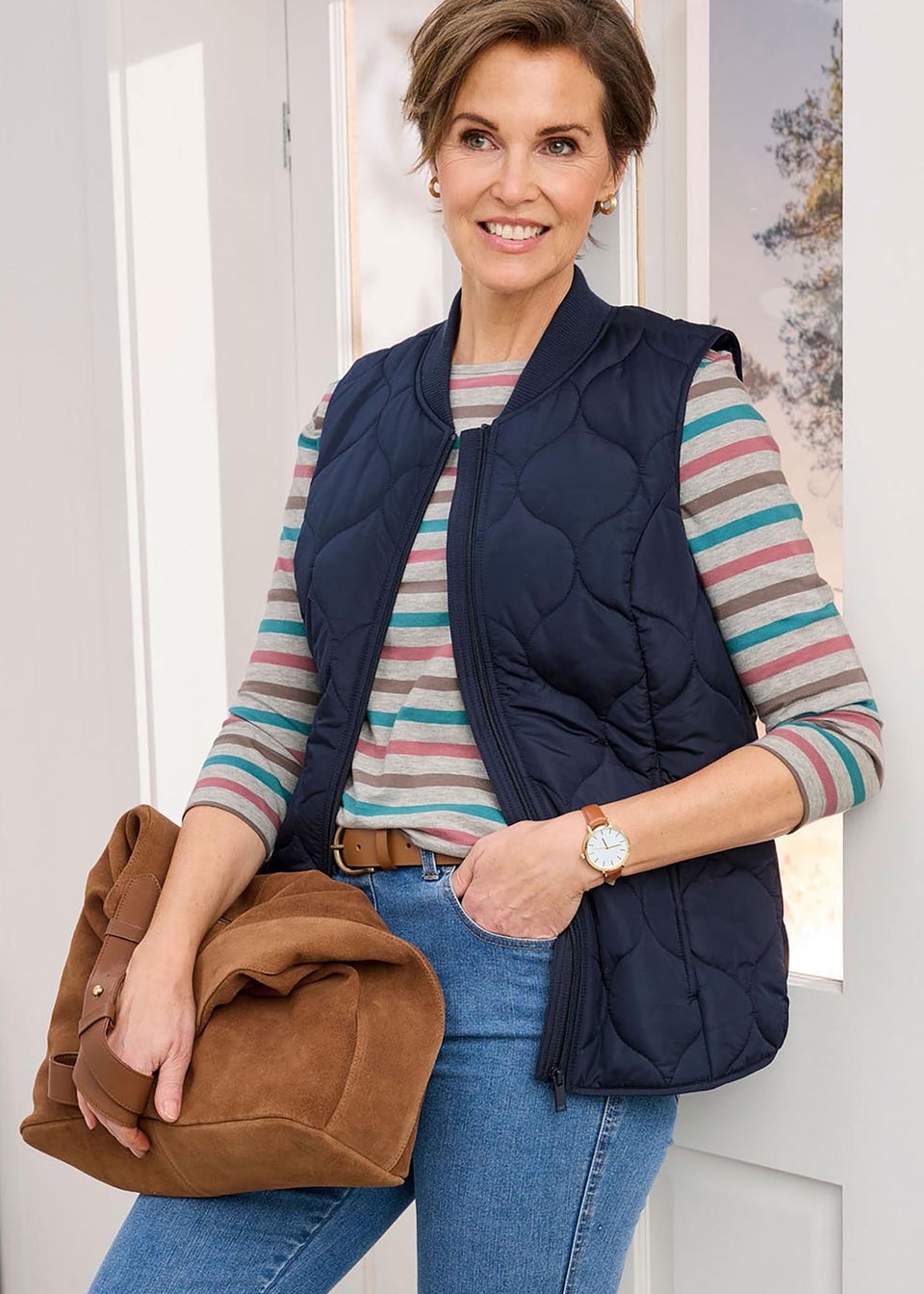 Cotton Traders Navy Showerproof Quilted Gilet