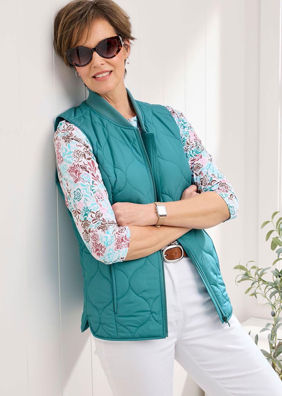 Cotton Traders Light Jade Showerproof Quilted Gilet