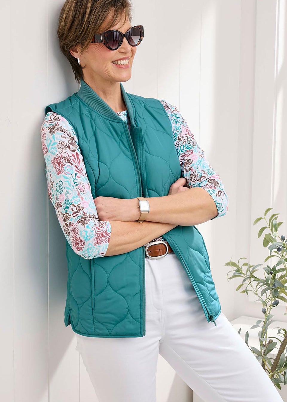 Cotton Traders Light Jade Showerproof Quilted Gilet