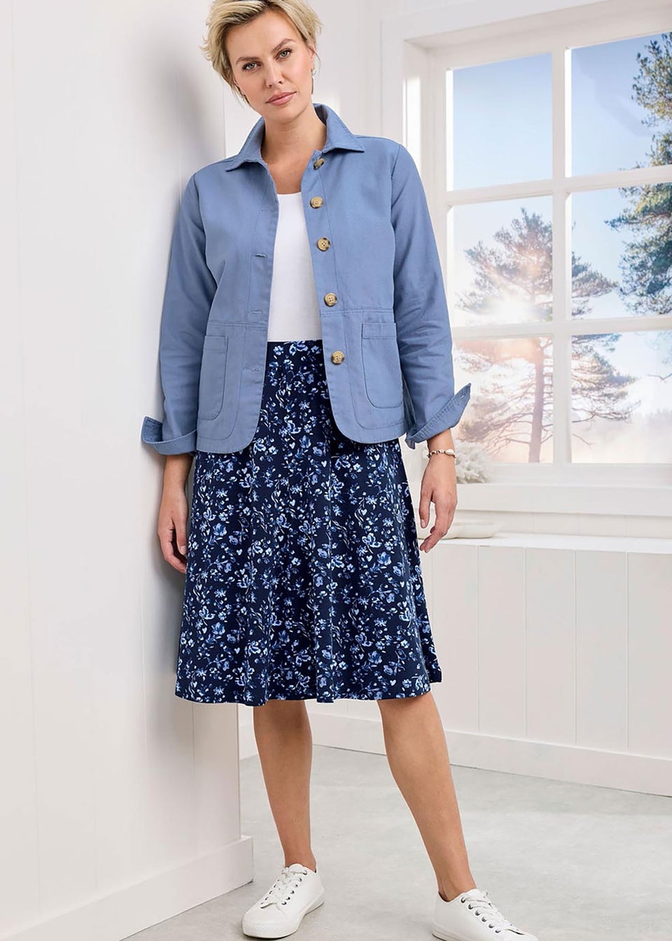 Cotton Traders Misty Blue Cotton Cargo Jacket