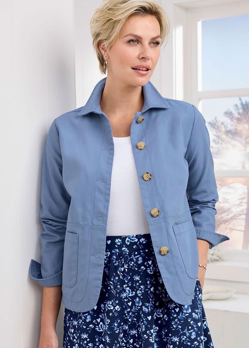 Cotton Traders Misty Blue Cotton Cargo Jacket