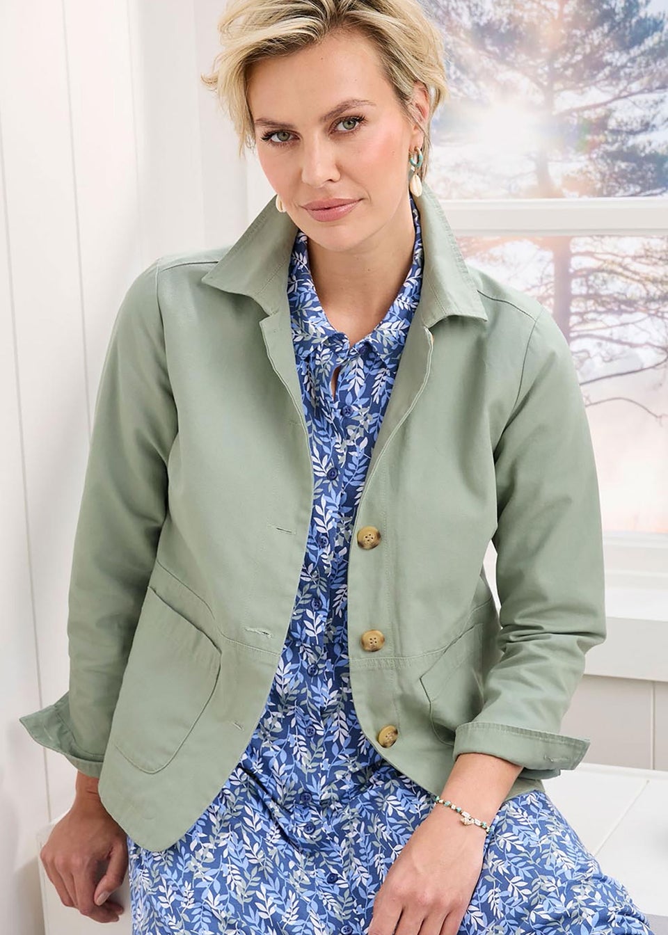 Cotton Traders Mint Haze Cotton Cargo Jacket