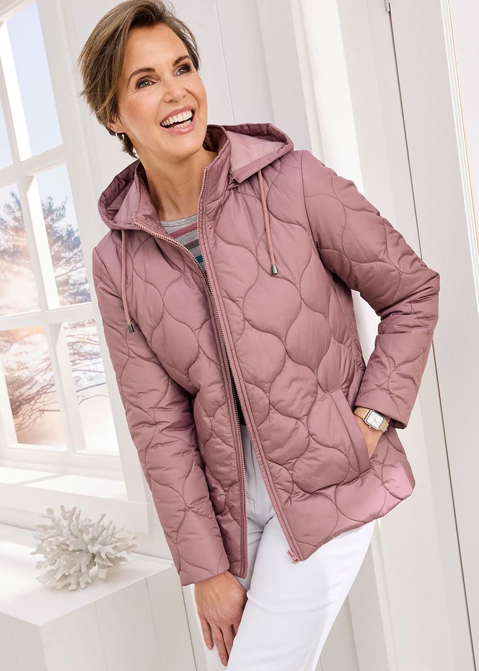 Cotton Traders Light Rose ShowerProof Quilted Jacket