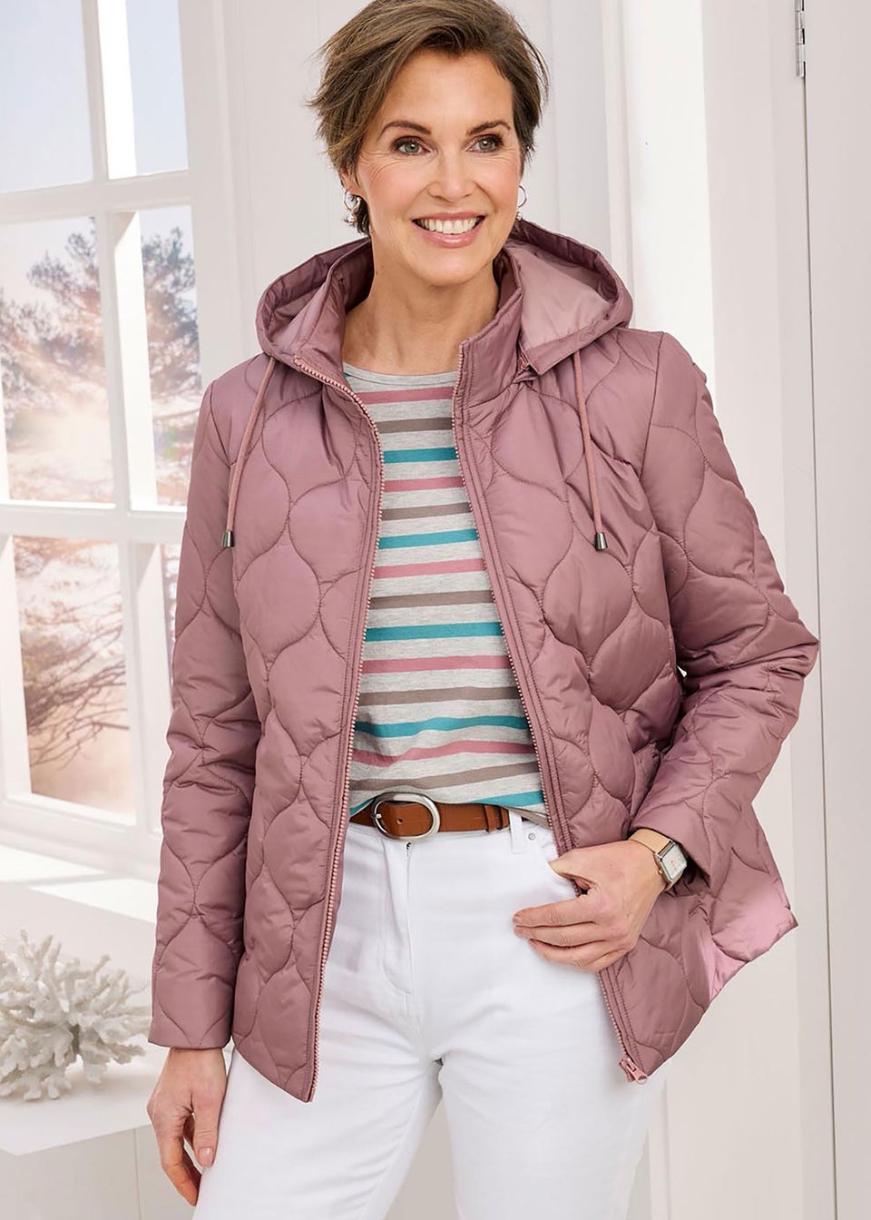 Cotton Traders Light Rose ShowerProof Quilted Jacket