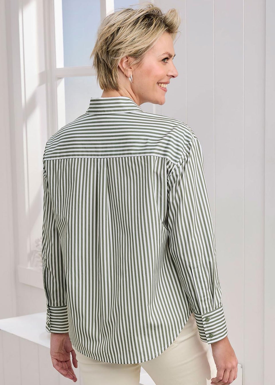 Cotton Traders Pistachio Long Sleeve Printed Cotton Shirt