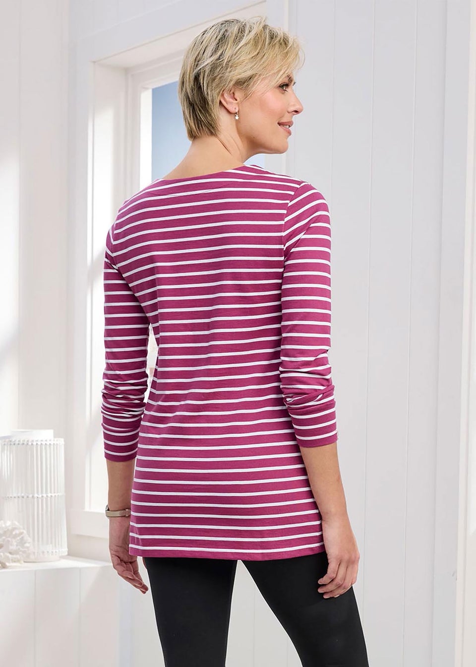 Cotton Traders Soft Plum Stripe Jersey Tunic