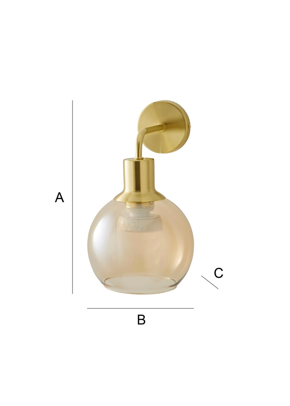 ValueLights Bellamy Gold Glass Globe Rechargeable Wall Light