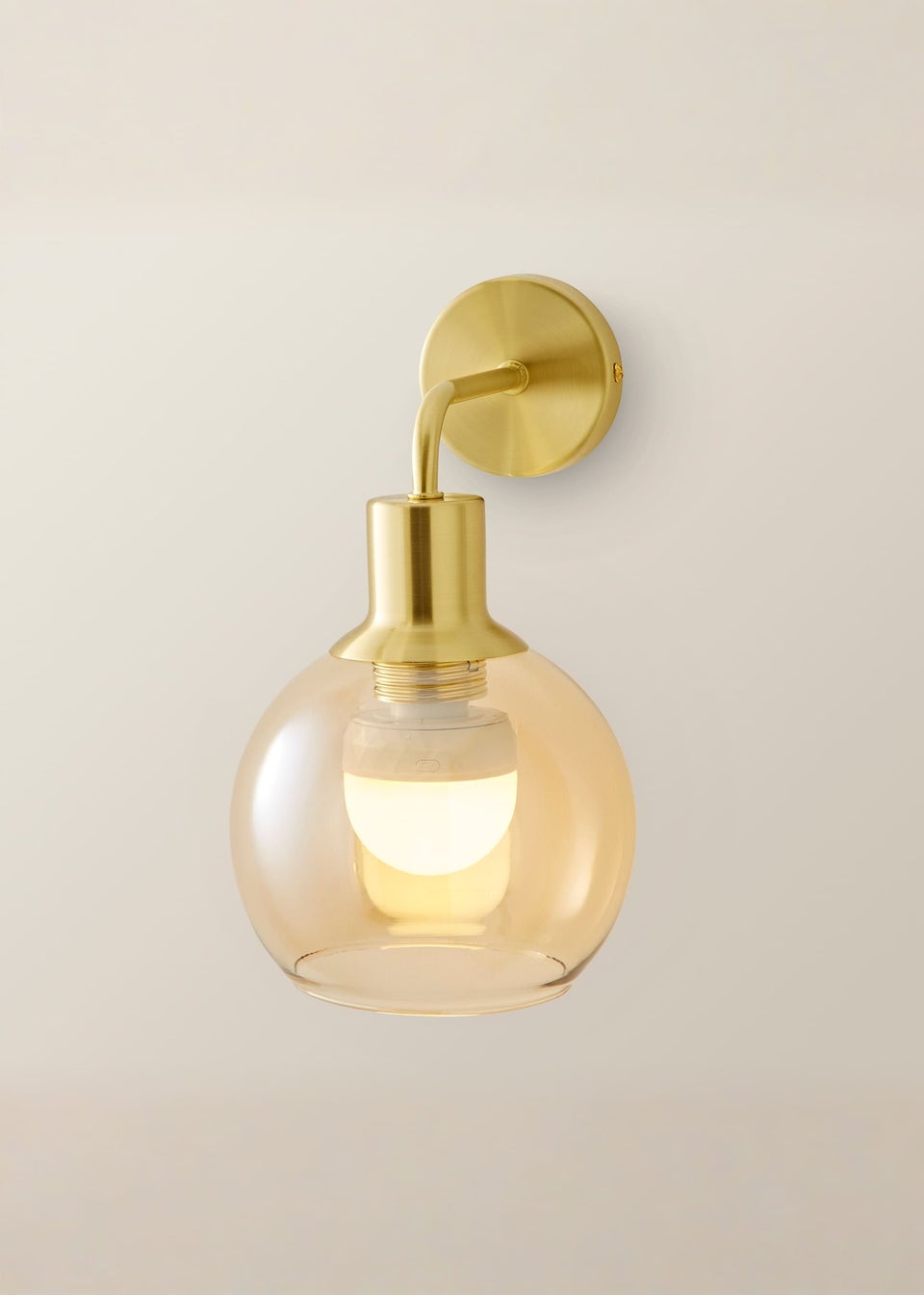 ValueLights Bellamy Pair of Gold Glass Globe Rechargeable Wall Lights