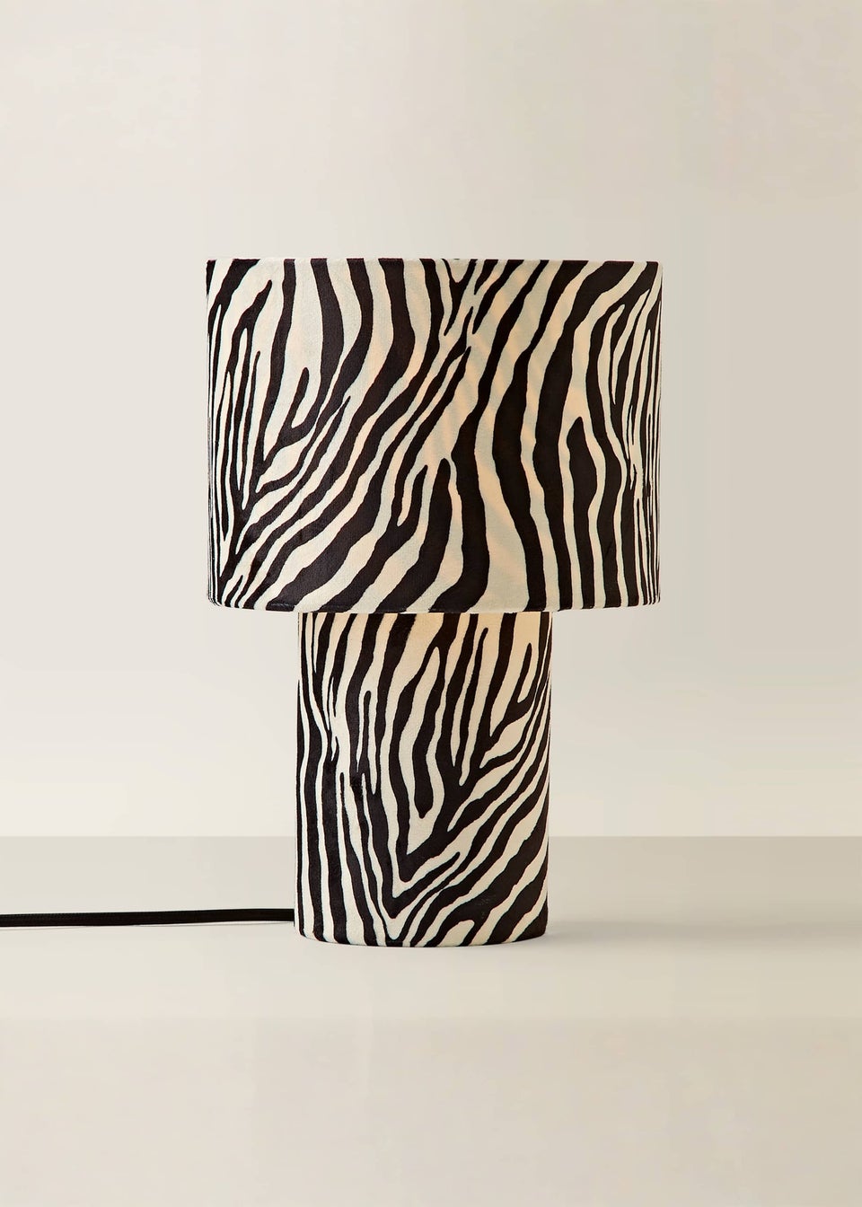 ValueLights Nessa Zebra Pattern Velvet Table Lamp