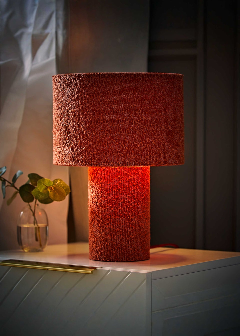 ValueLights Ash Rust Boucle Table Lamp