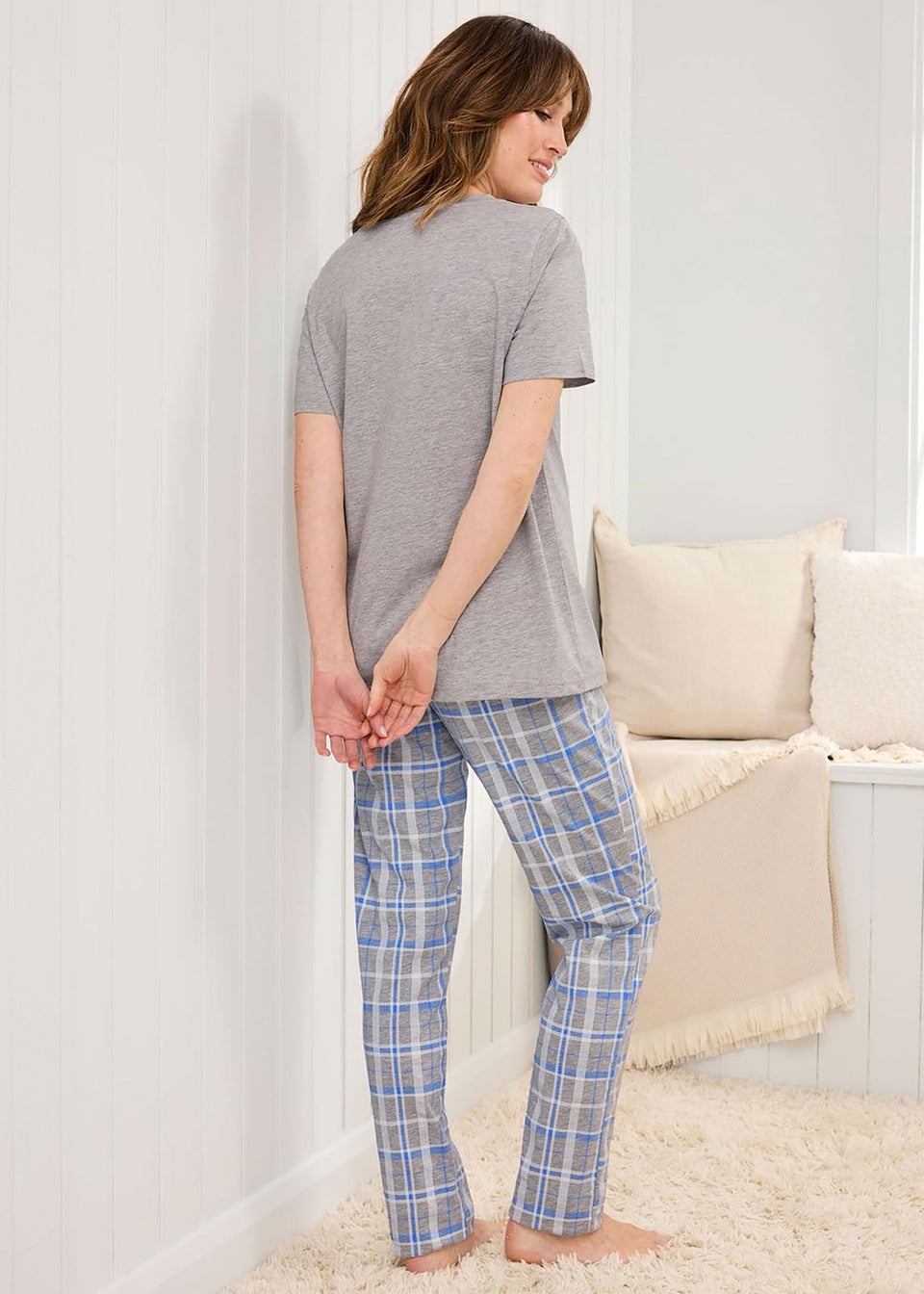 Cotton Traders Grey Marl 4 Piece Cotton Rich Short Sleeve PJ Set