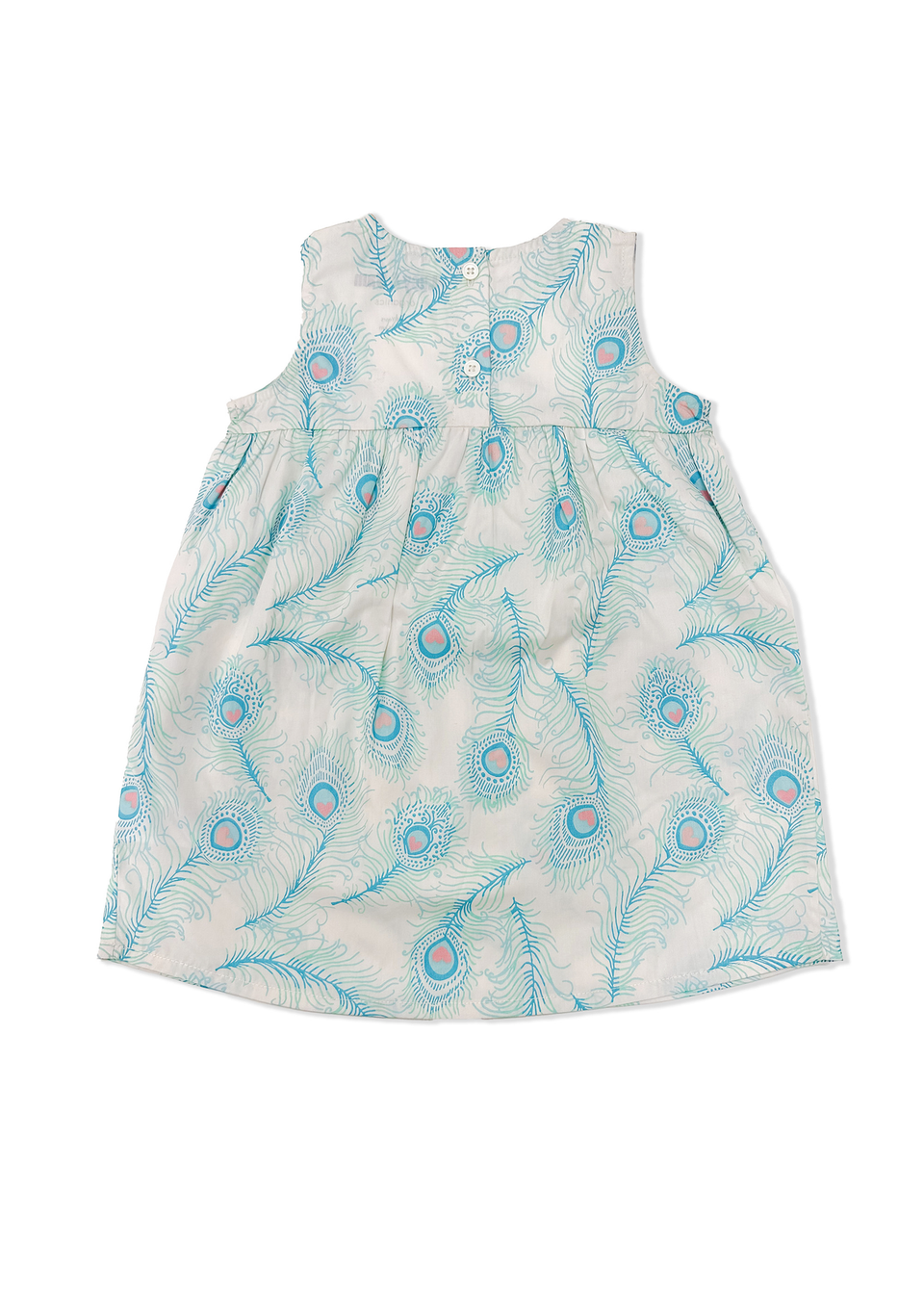 Lucy & Sam White Peacock Woven Swing Dress (9 Months to 6 Years)
