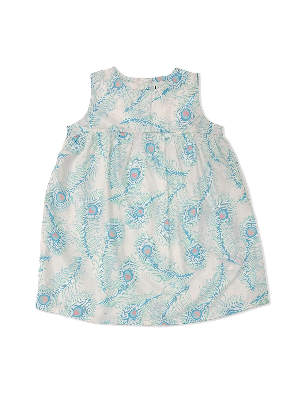Lucy & Sam White Peacock Woven Swing Dress (9 Months to 6 Years)