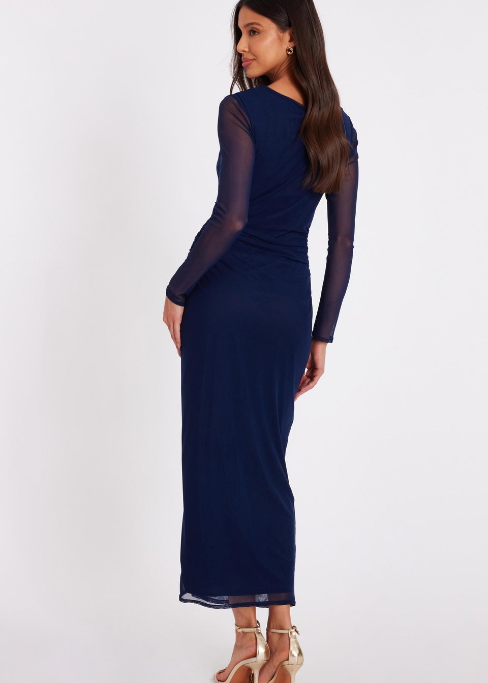Quiz Navy Mesh Buckle Midaxi Dress