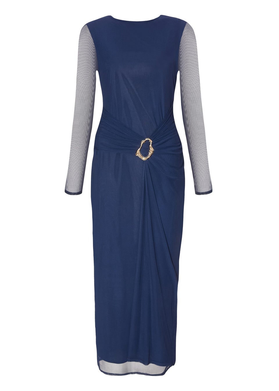 Quiz Navy Mesh Buckle Midaxi Dress