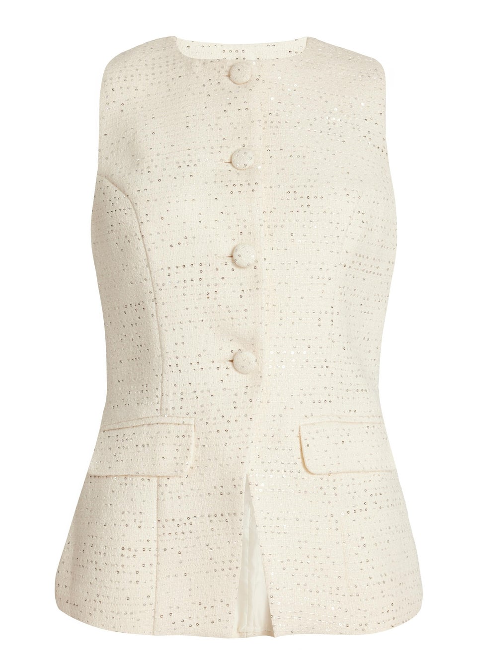 Quiz Cream Boucle Sequin Waistcoat