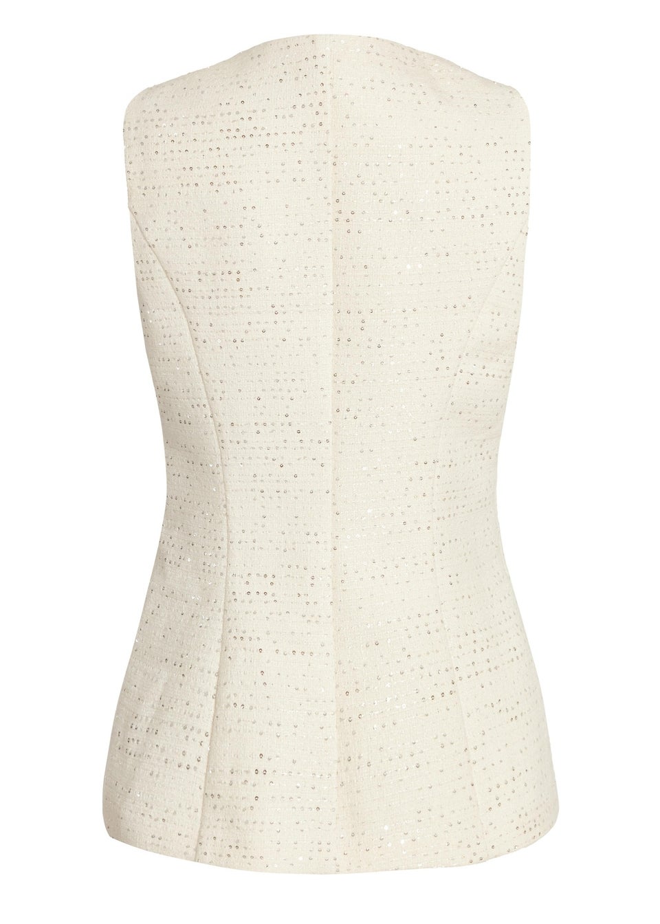 Quiz Cream Boucle Sequin Waistcoat