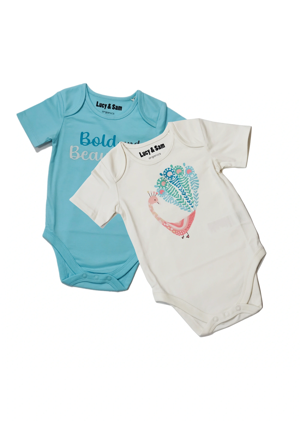 Lucy & Sam Blue Bold & Beautiful 2 Pack Bodysuits (0 to 24 Months)
