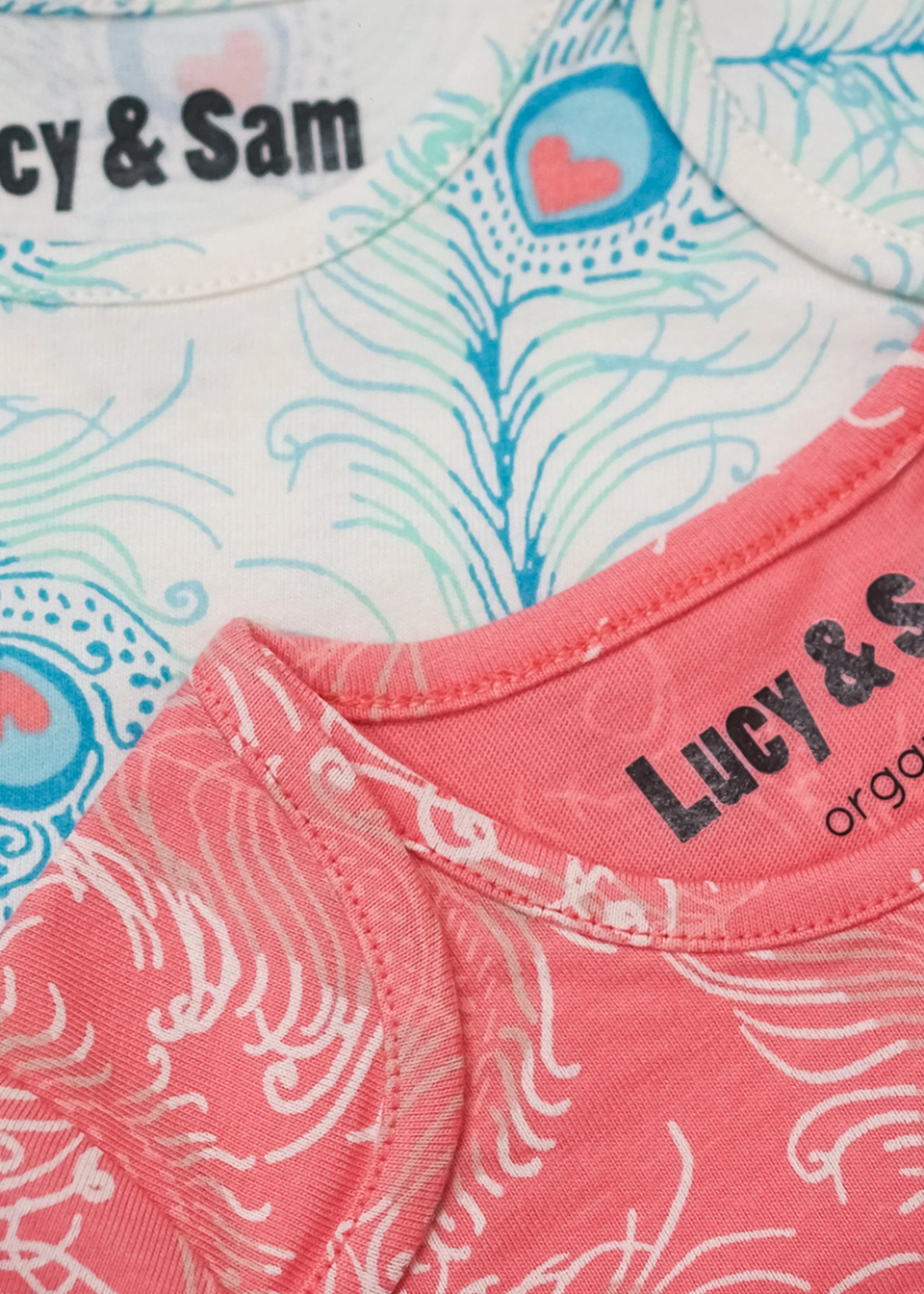 Lucy & Sam Pink Peacock 2 Pack Bodysuits (0 to 24 Months)