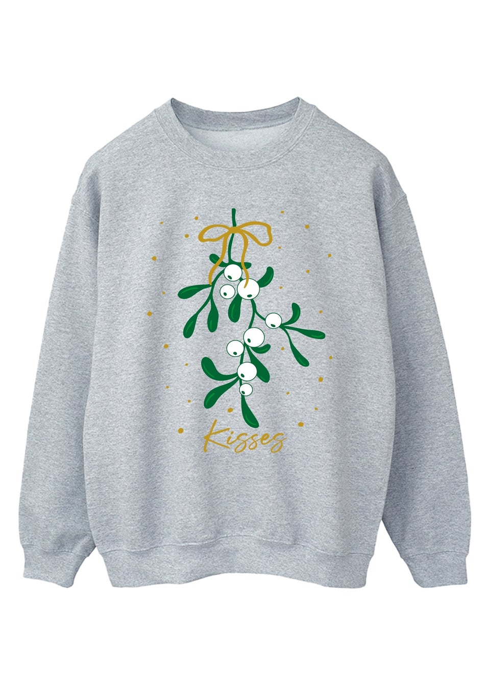 Brands In Mistletoe Kisses Christmas Grey Graphic Sweatshirt