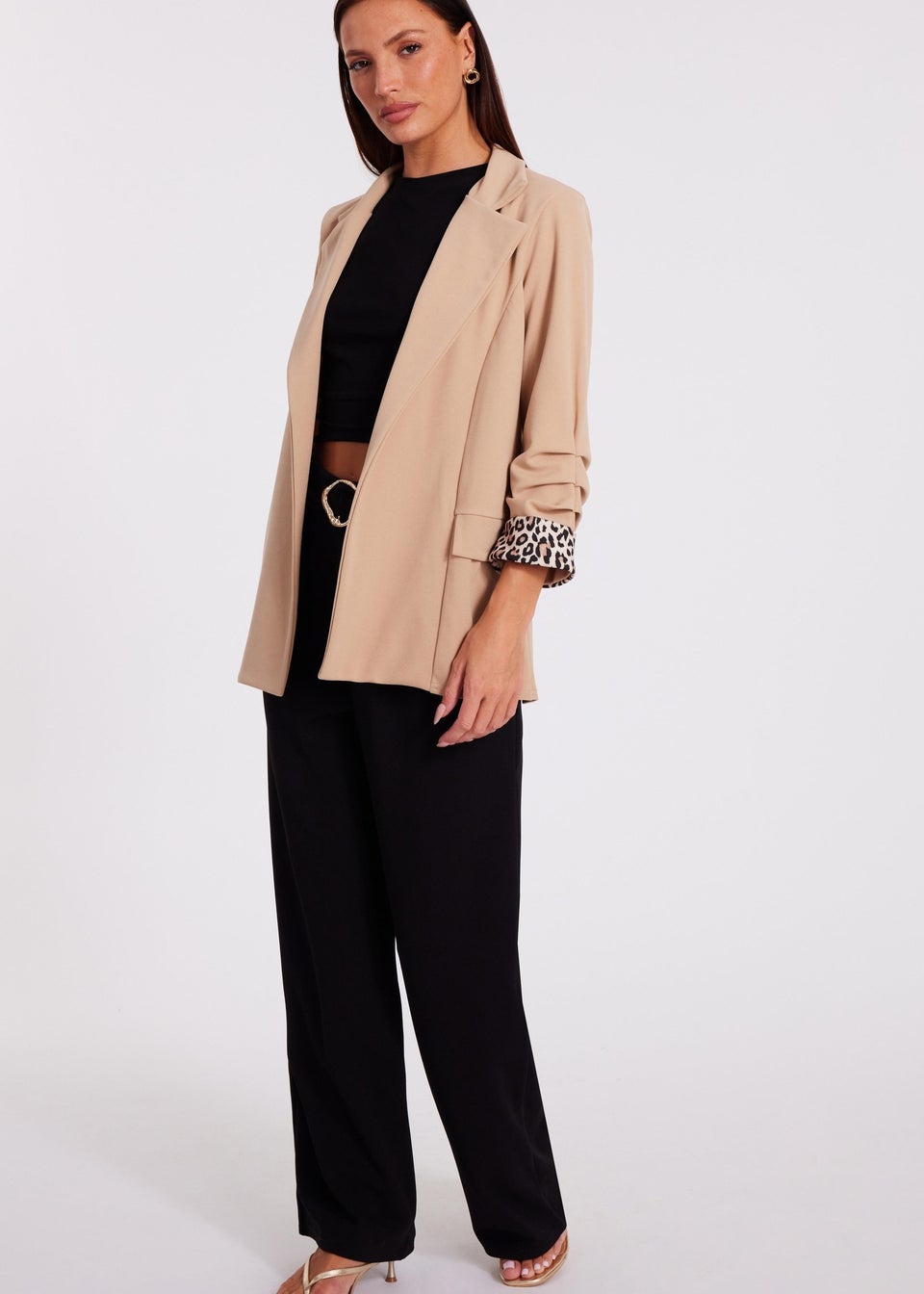 Quiz Stone Printed Cuff Blazer