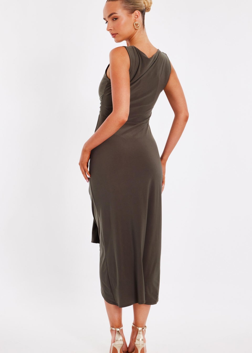 Quiz Green Wrap Midaxi Dress