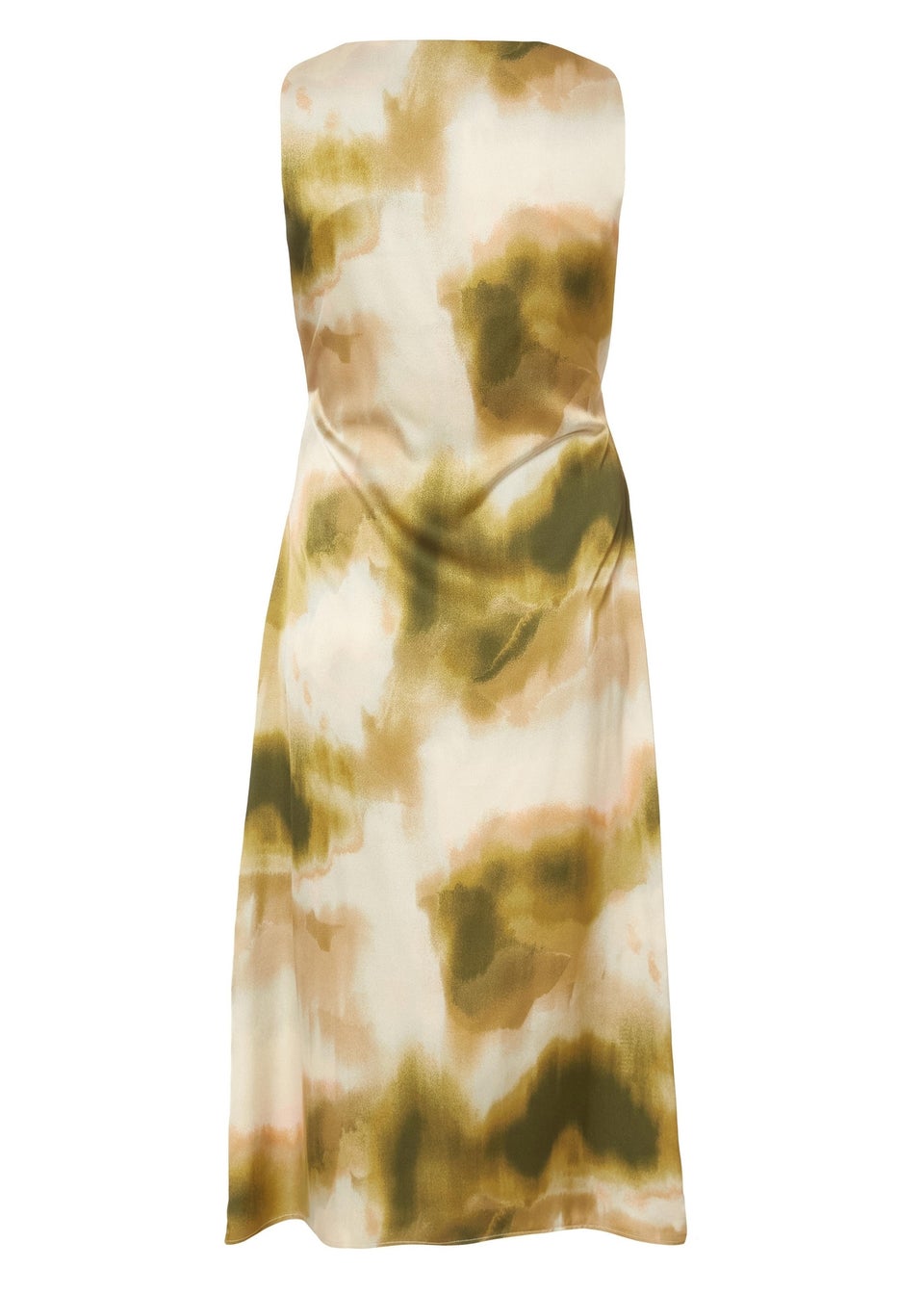 Quiz Khaki Curve Printed Satin Midaxi Dress
