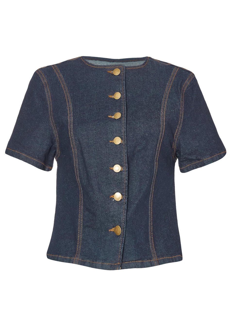Quiz Blue Denim Button Front Top