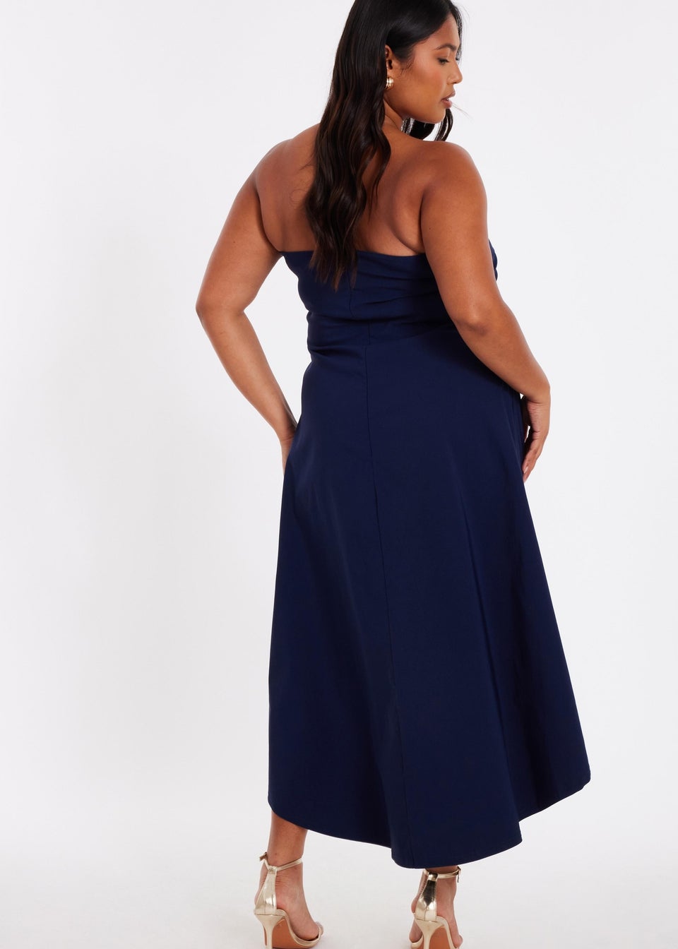 Quiz Navy Curve Bandeau Midi Dress