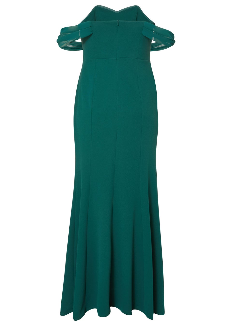 Quiz Green Curve Chiffon Bardot Maxi Dress