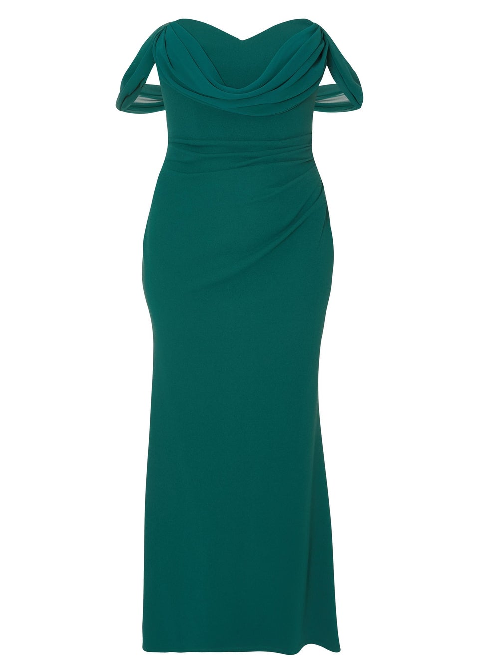 Quiz Green Curve Chiffon Bardot Maxi Dress