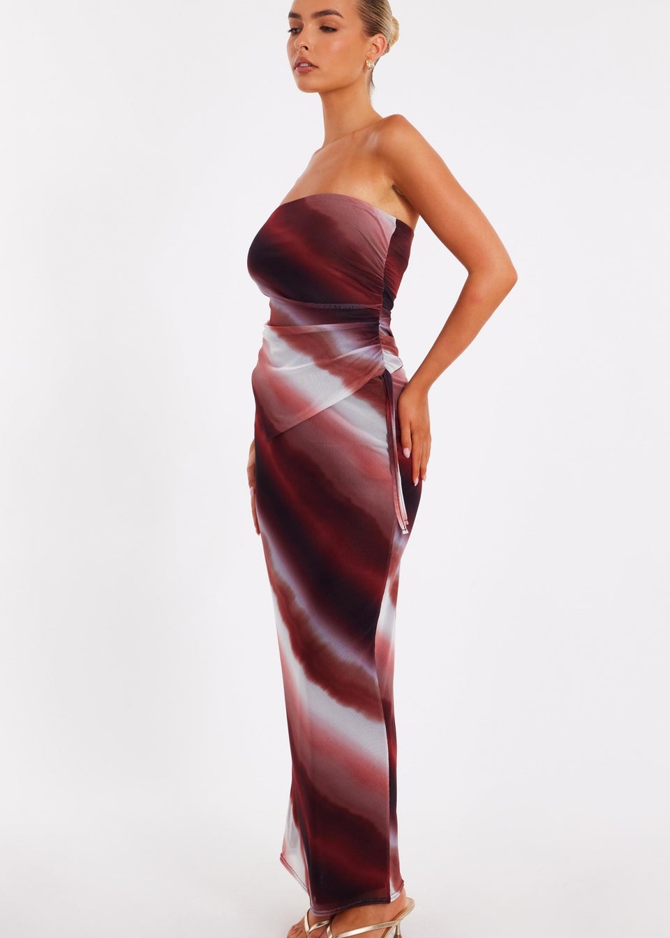 Quiz Brown Mesh Ombre Maxi Skirt