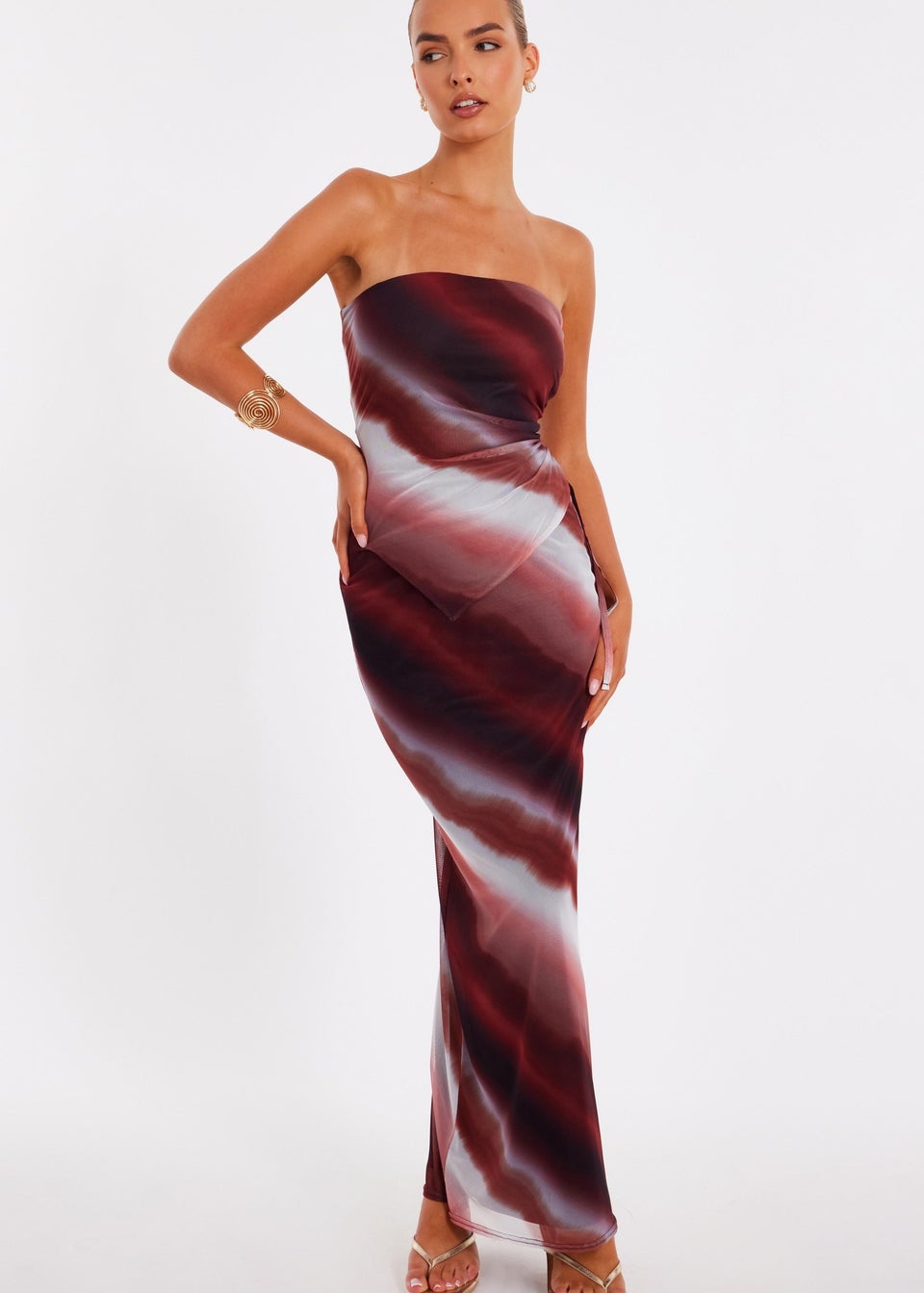 Quiz Brown Mesh Ombre Maxi Skirt