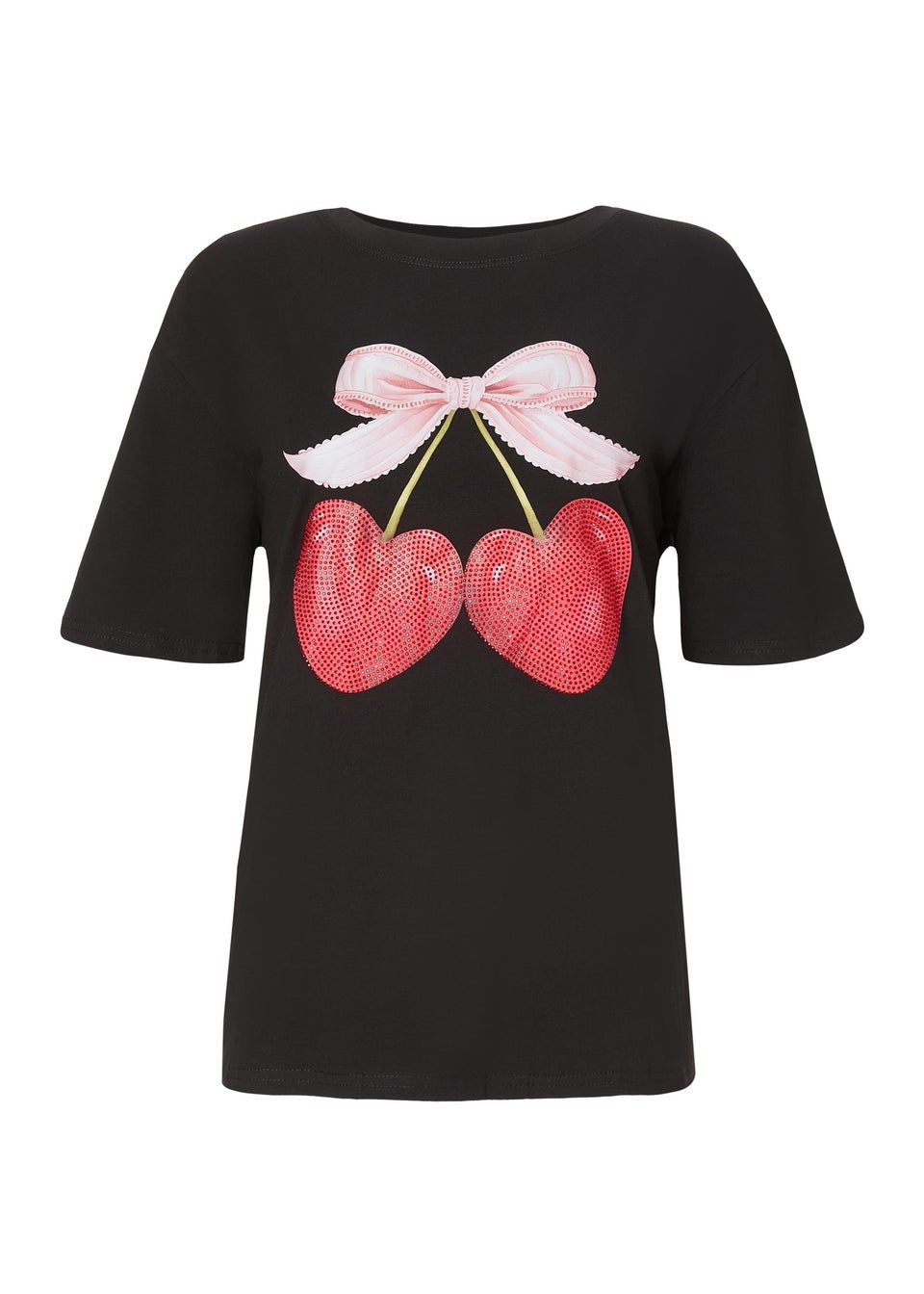 Quiz Black Print Boxy Top