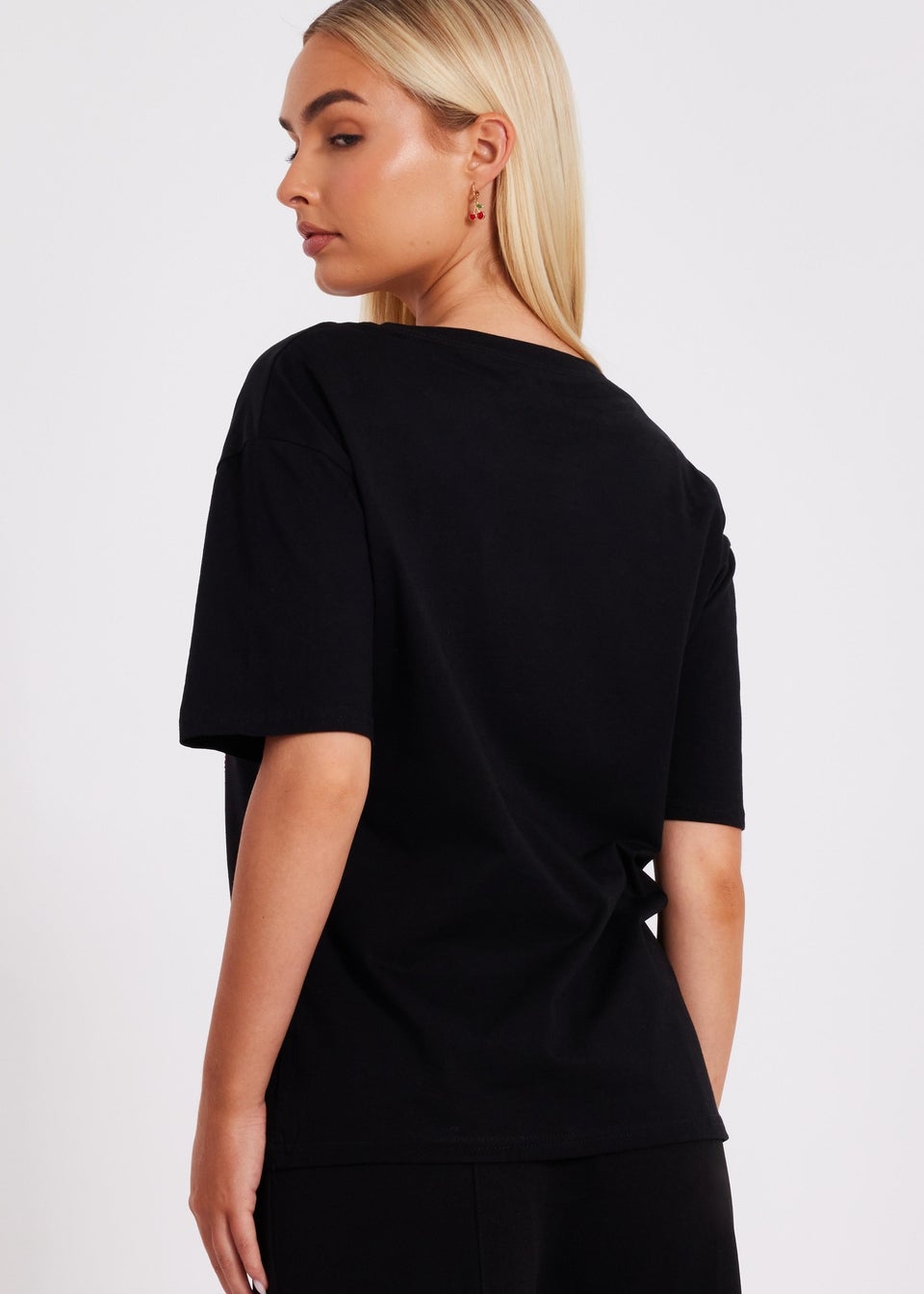 Quiz Black Print Boxy Top