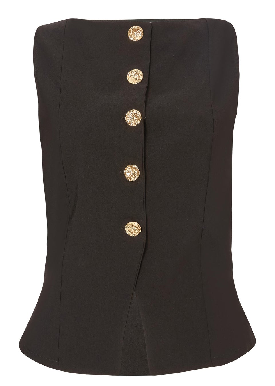 Quiz Black Button Front Waistcoat