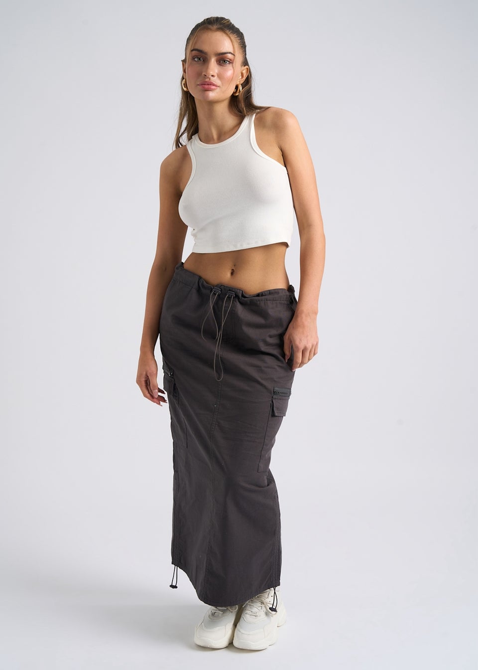 Urban Bliss Charcoal Parachute Midi Skirt