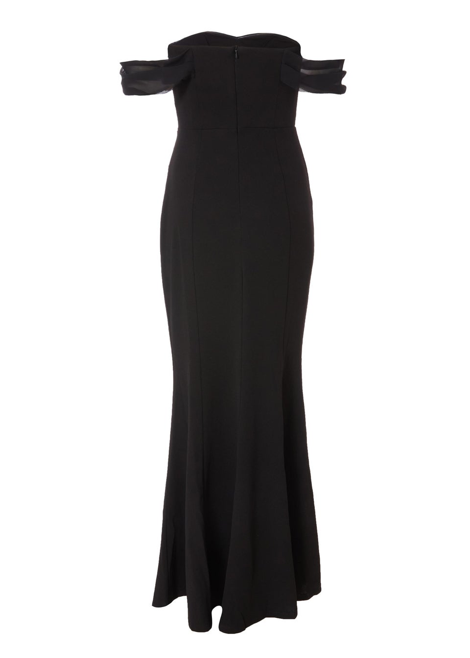 Quiz Black Chiffon Bardot Maxi Dress