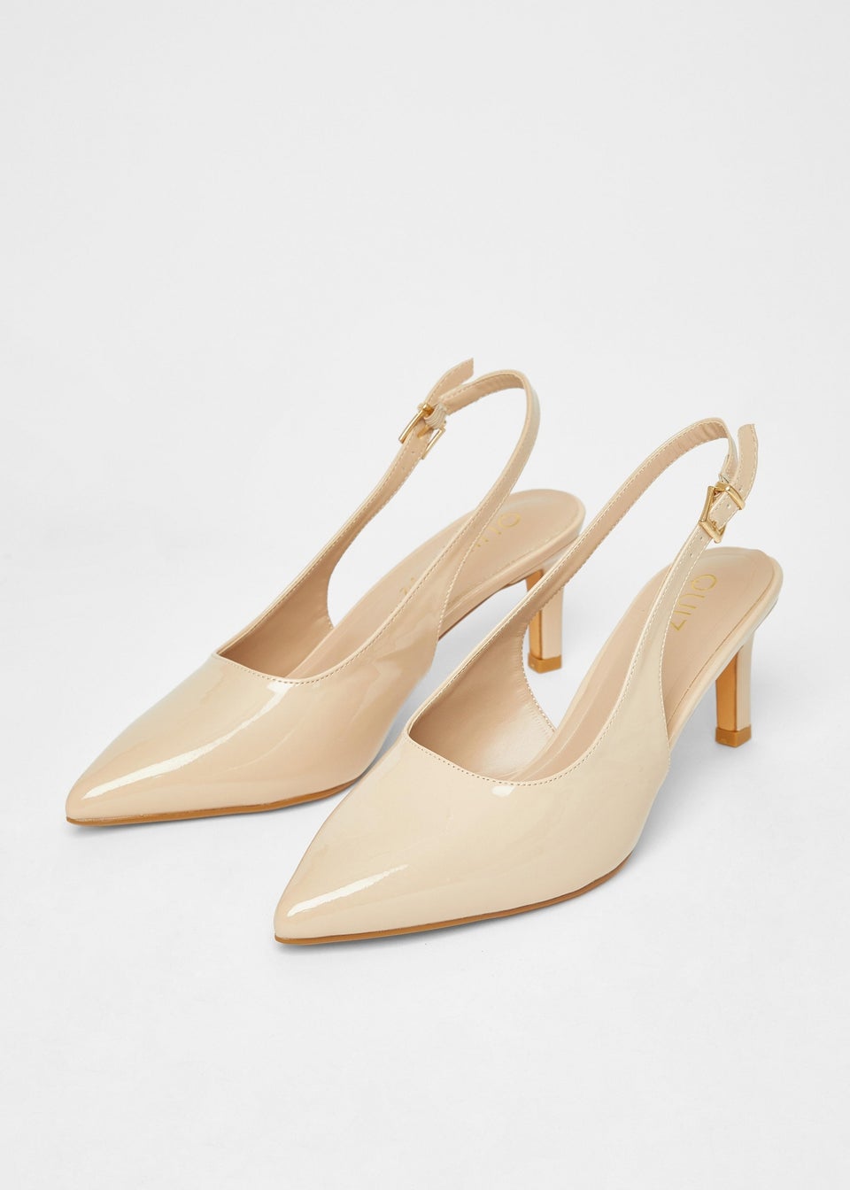 Quiz Natural Wide Fit Slingback Court Heels