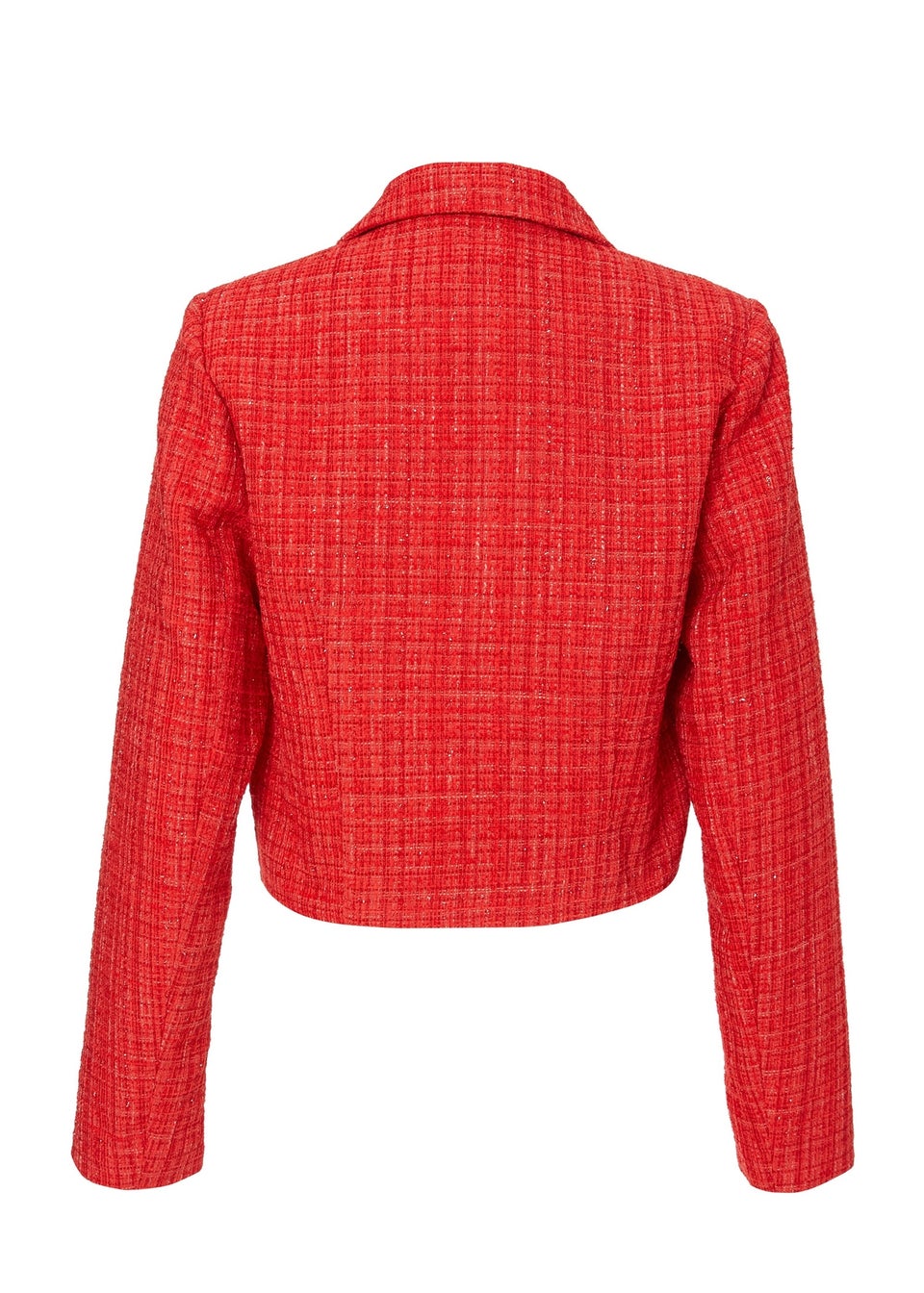 Quiz Red Boucle Cropped Blazer