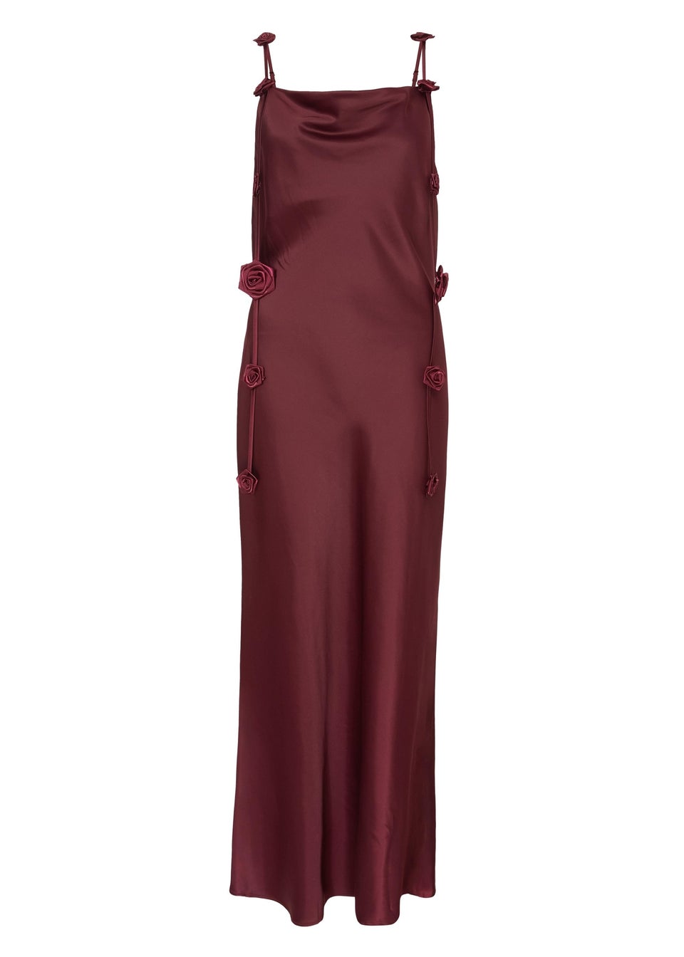 Quiz Burgundy Floral Trim Midaxi Dress