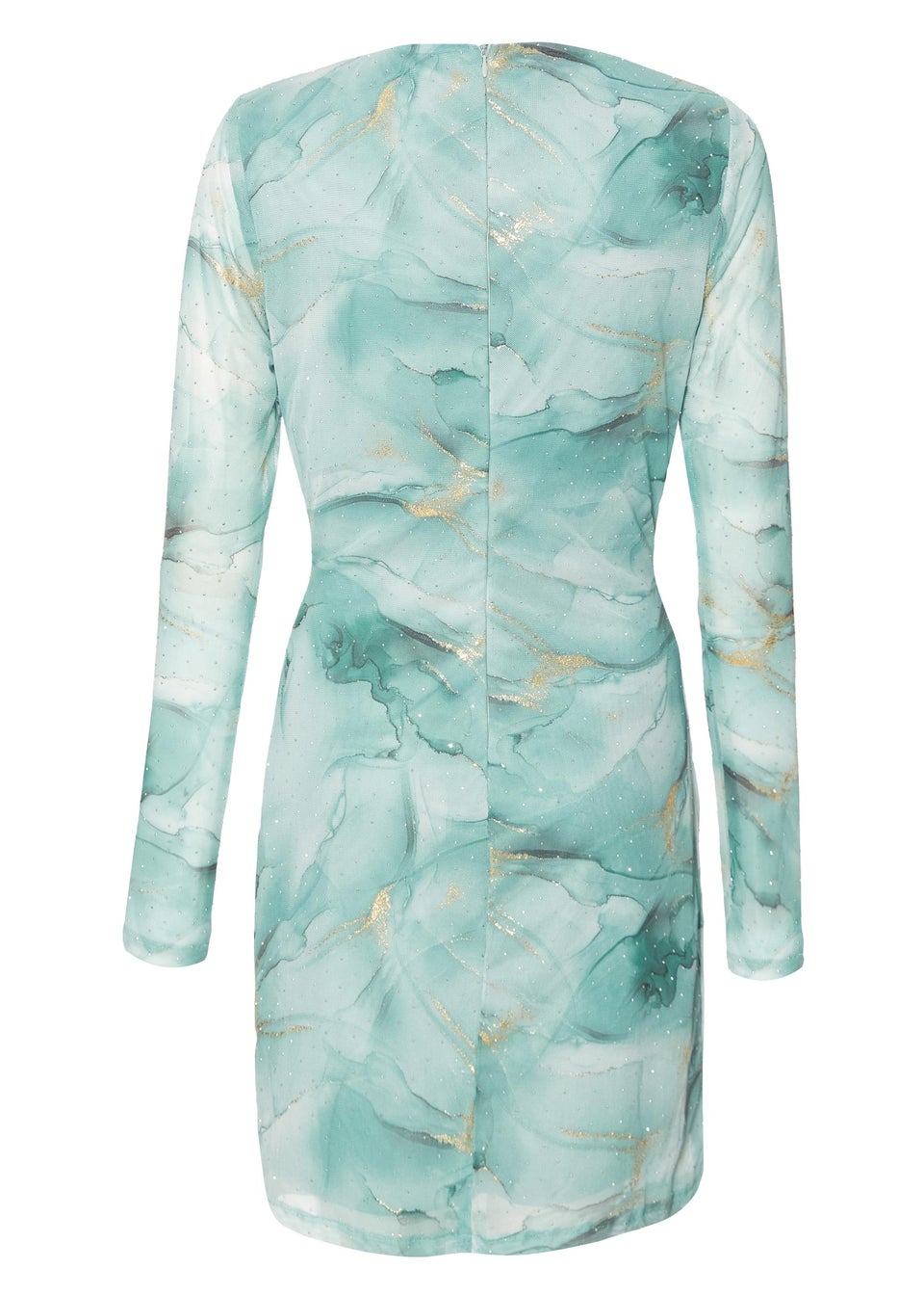 Quiz Green Mesh Marble Print Midi Dress