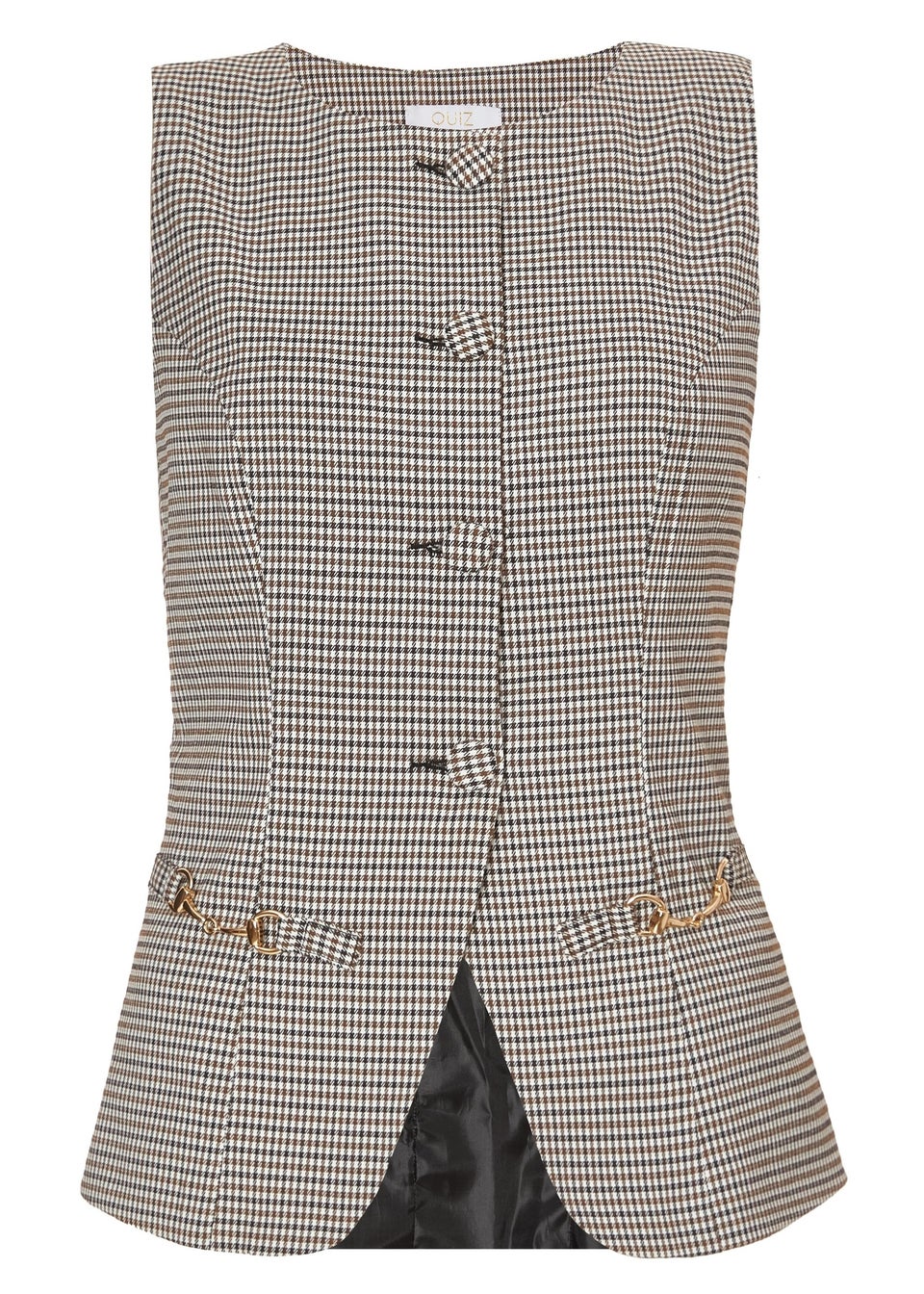 Quiz Brown Checked Waistcoat