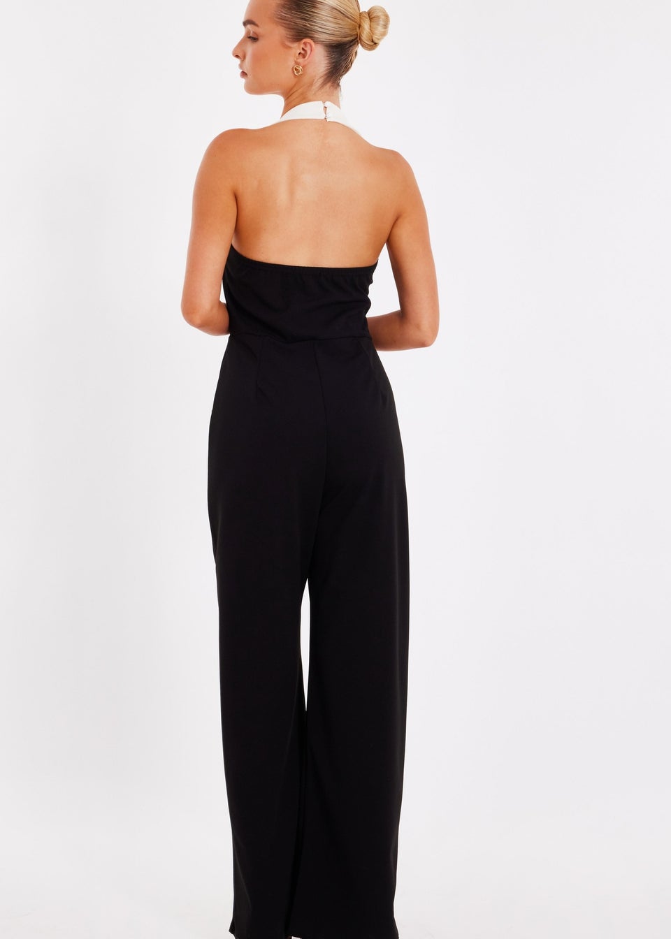 Quiz Black Monochrome Halter Neck Jumpsuit